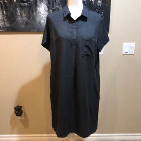 NWT Gap Shadow Gray Pullover Shirt Dress with Side Slits/Side Pockets-Size L - Picture 1 of 8